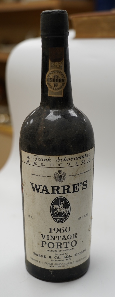 A Frank Schoonmakers Selection Warre’s 1960 Vintage bottle of port. Condition - fair.